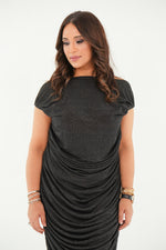 ഗാലറി വ്യൂവറിലേക്ക് ചിത്രം ലോഡ് ചെയ്യുക, The Vivienne Black Ruched Evening dress