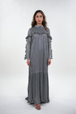 ഗാലറി വ്യൂവറിലേക്ക് ചിത്രം ലോഡ് ചെയ്യുക, Adrianna modest collared maxi dress with frill details