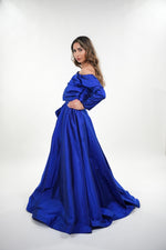 Load image into Gallery viewer, Samara taffeta wrapped pleated asymmetrical dress