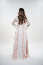Load image into Gallery viewer, Amaya elegant contrasted lace high- neck with full sleeves maxi dress