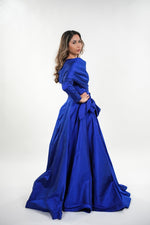 Load image into Gallery viewer, Samara taffeta wrapped pleated asymmetrical dress