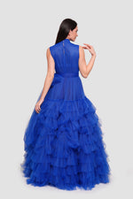 Load image into Gallery viewer, Lucy Midnight Blue Tulle High Neck Sleeveless Maxi Dress