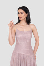 Load image into Gallery viewer, Alethea Metallic Sleeveless Corset Maxi Dress