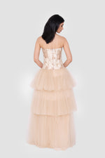 Load image into Gallery viewer, Ciela Champagne Gold Strapless Corset Gown