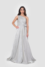 Load image into Gallery viewer, Lamia Celadon Green Organza One Shoulder Maxi Dress