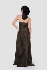 ഗാലറി വ്യൂവറിലേക്ക് ചിത്രം ലോഡ് ചെയ്യുക, Athena Metallic Bronze And Black Strapless Gown