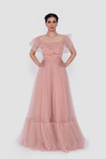 Load image into Gallery viewer, Mireya Blush Pink Tulle Off-Shoulder Gown