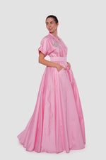 Load image into Gallery viewer, Rosalie Blush Pink Pleated Maxi Dress With Shirt-style Collar With Short Sleeves