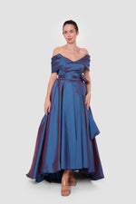 Load image into Gallery viewer, Ninna Midnight Blue With An Iridescent Effect Taffeta Corset Maxi Dress