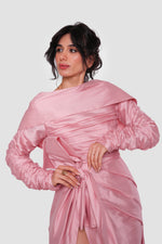 Load image into Gallery viewer, Lina Dusty Rose Taffeta Open Back With Oversized Bow Gown