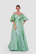 Load image into Gallery viewer, Sophia Mint Green Off-shoulder Maxi Dress