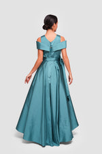 Load image into Gallery viewer, Nadine Teal Taffeta Off-shoulder Corset Sleeveless Maxi Dress