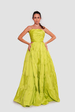 Load image into Gallery viewer, Marcella Lime Green Straight Neckline Open Back Maxi Dress