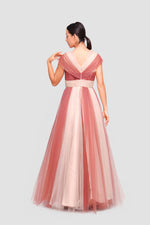 Load image into Gallery viewer, Mia Cap-sleeve V-neckline Maxi Dress With Striking Multi-tonal Tulle Layers