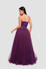 Load image into Gallery viewer, Yasmina Deep Purple Strapless Sweetheart Neckline Maxi Dress