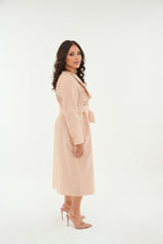 Load image into Gallery viewer, The Eloise Nude belted midi dress
