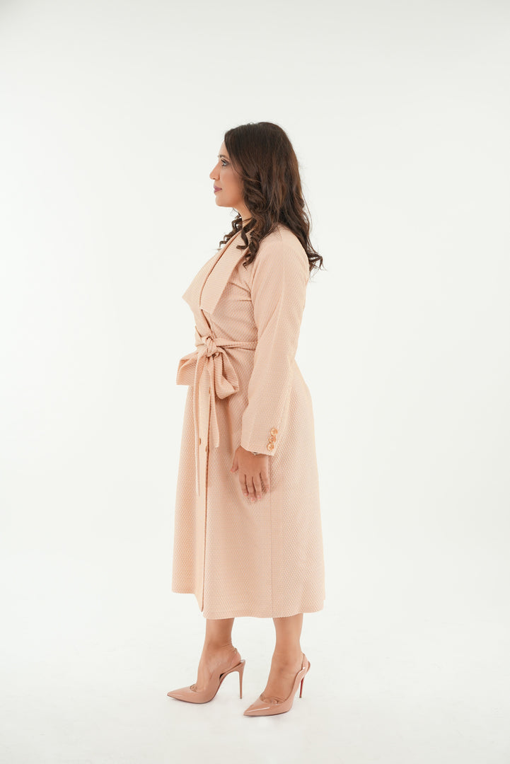 The Eloise Nude belted midi dress