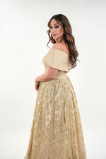 Load image into Gallery viewer, Eleanor lace embroidered fitted corset waist off shoulder blazer dress