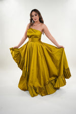 Load image into Gallery viewer, Lara ruffled asymmetrical backless maxi dress with pleated waist band