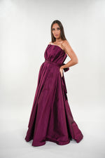ഗാലറി വ്യൂവറിലേക്ക് ചിത്രം ലോഡ് ചെയ്യുക, Rebecca tafetta box pleated strapless maxi dress