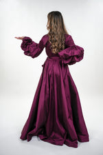 Load image into Gallery viewer, Paulina taffeta over-exaggerated layered sleeve wrap maxi dress