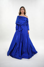 Load image into Gallery viewer, Samara taffeta wrapped pleated asymmetrical dress