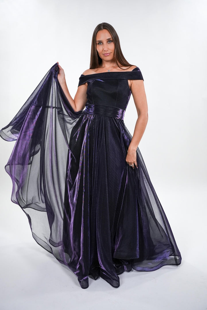 Claudia flowy off- shoulder with corset waist maxi dress