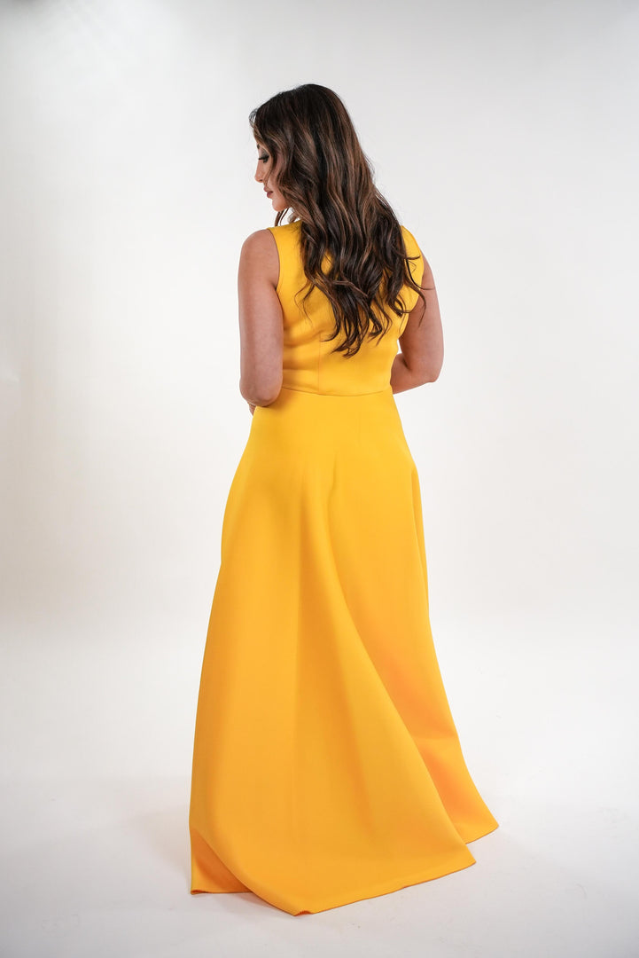 Agnes metallic zippered half sleeves maxi dress