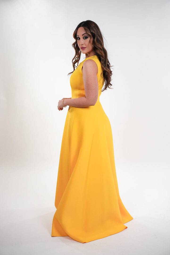 Agnes metallic zippered half sleeves maxi dress