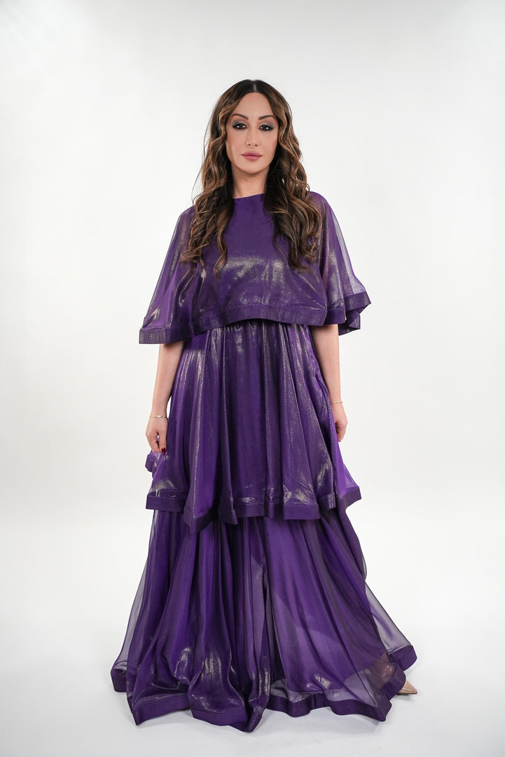 Lydia metallic silk two layered oversized maxi dress