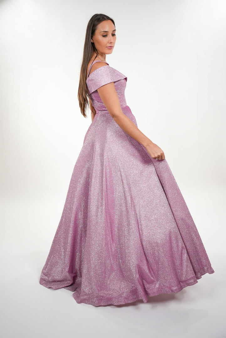 Isadora princess asymmetrical off shoulder with straps maxi dress