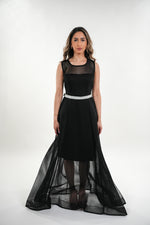 Load image into Gallery viewer, Livia mesh sleeveless mermaid dress with crystalized belt