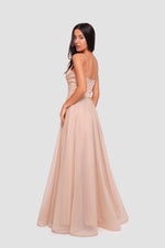 Load image into Gallery viewer, Camila Champagne Gold Sweetheart Neckline Maxi Dress