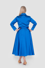 ഗാലറി വ്യൂവറിലേക്ക് ചിത്രം ലോഡ് ചെയ്യുക, Alexandra Taffeta Royal Blue Midi Dress