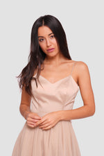Load image into Gallery viewer, Camila Champagne Gold Sweetheart Neckline Maxi Dress