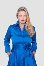 ഗാലറി വ്യൂവറിലേക്ക് ചിത്രം ലോഡ് ചെയ്യുക, Alexandra Taffeta Royal Blue Midi Dress