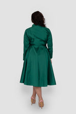 Load image into Gallery viewer, Elaine Taffeta Emerald Green Midi Dress