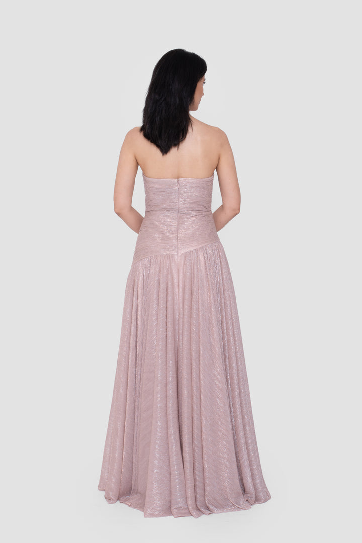 Alethea Metallic Sleeveless Corset Maxi Dress