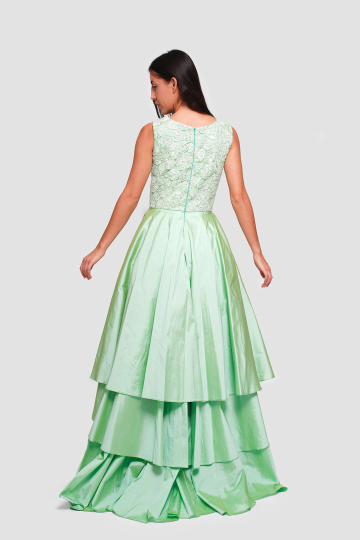 Maha Mint Green Taffeta Sleeveless Dress