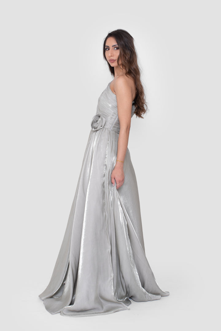 Lamia Celadon Green Organza One Shoulder Maxi Dress