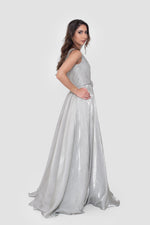 Load image into Gallery viewer, Lamia Celadon Green Organza One Shoulder Maxi Dress