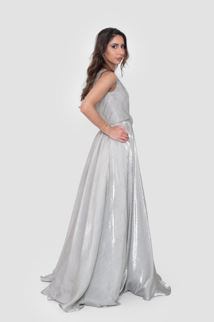 Lamia Celadon Green Organza One Shoulder Maxi Dress
