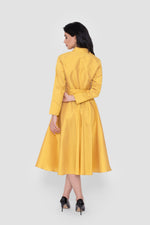 Load image into Gallery viewer, Aleya Taffeta Mustard Yellow Midi Dress