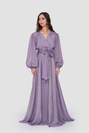 Lyra Shimmering Lavender Gown With Long Sleeves