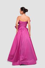 Load image into Gallery viewer, Kylie Dark Raspberry Fuchsia Pink Taffeta Bustier Gown With Bow Detail