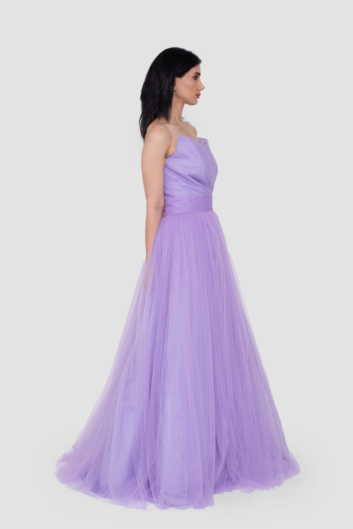 Liliane Lilac Tulle Strapless Gown