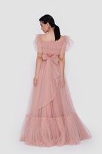 Load image into Gallery viewer, Mireya Blush Pink Tulle Off-Shoulder Gown