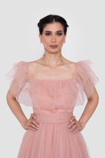 Load image into Gallery viewer, Mireya Blush Pink Tulle Off-Shoulder Gown