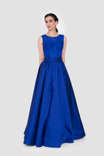 Load image into Gallery viewer, Waverly Royal Blue Corset Round Neckline Gown
