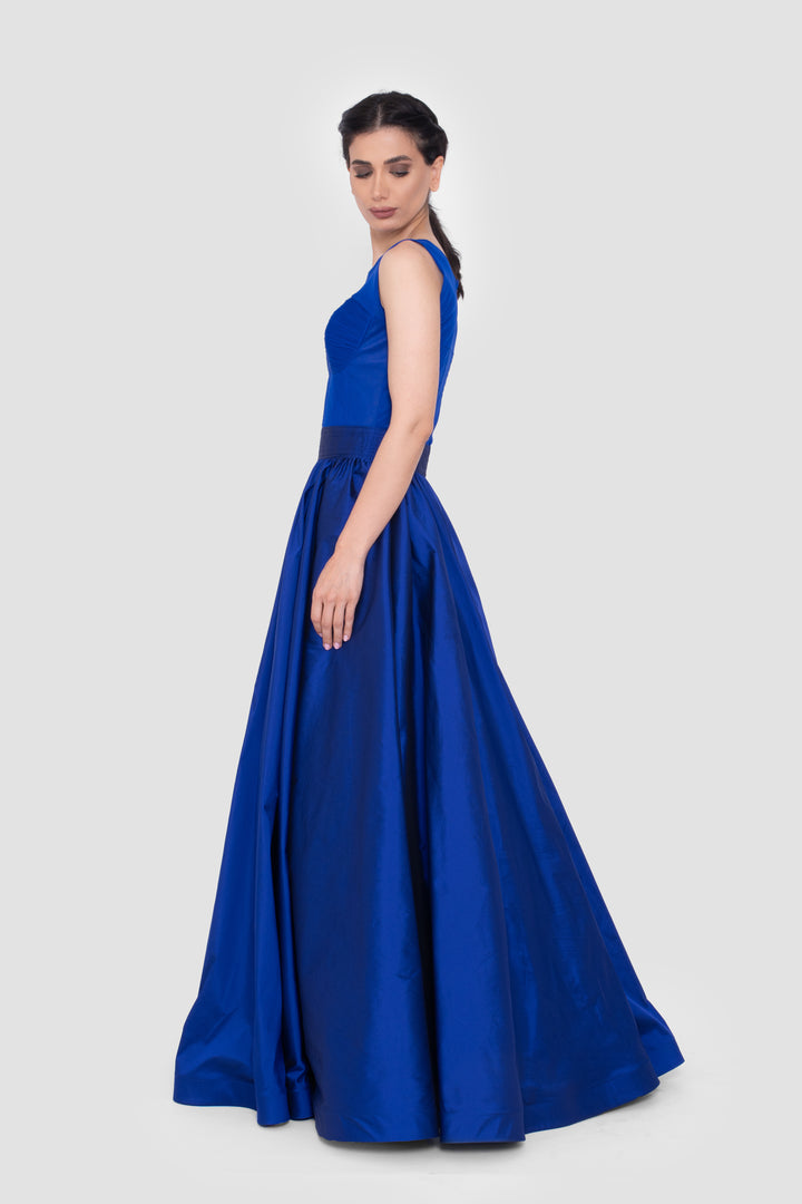 Waverly Royal Blue Corset Round Neckline Gown
